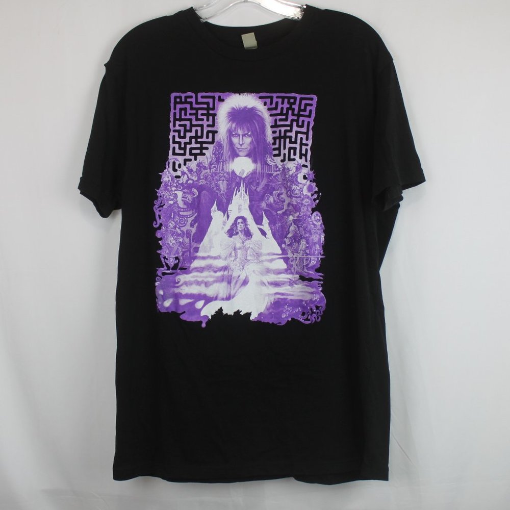 Rock Me Labyrinth Large Black with Purple Jareth Graphic Tee
